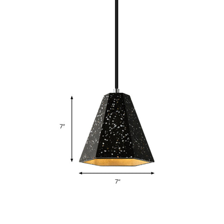 Geometric Cement Pendant Lighting - Simplicity Black/White/Yellow Hanging Light
