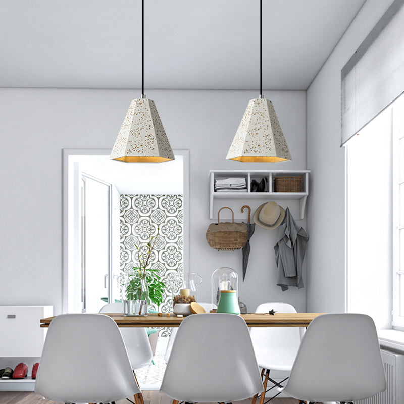 Geometric Cement Pendant Light - 1 Simplicity Hanging (Black/White/Yellow)