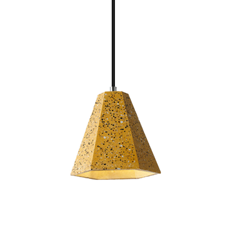 Geometric Cement Pendant Light - 1 Simplicity Hanging (Black/White/Yellow)