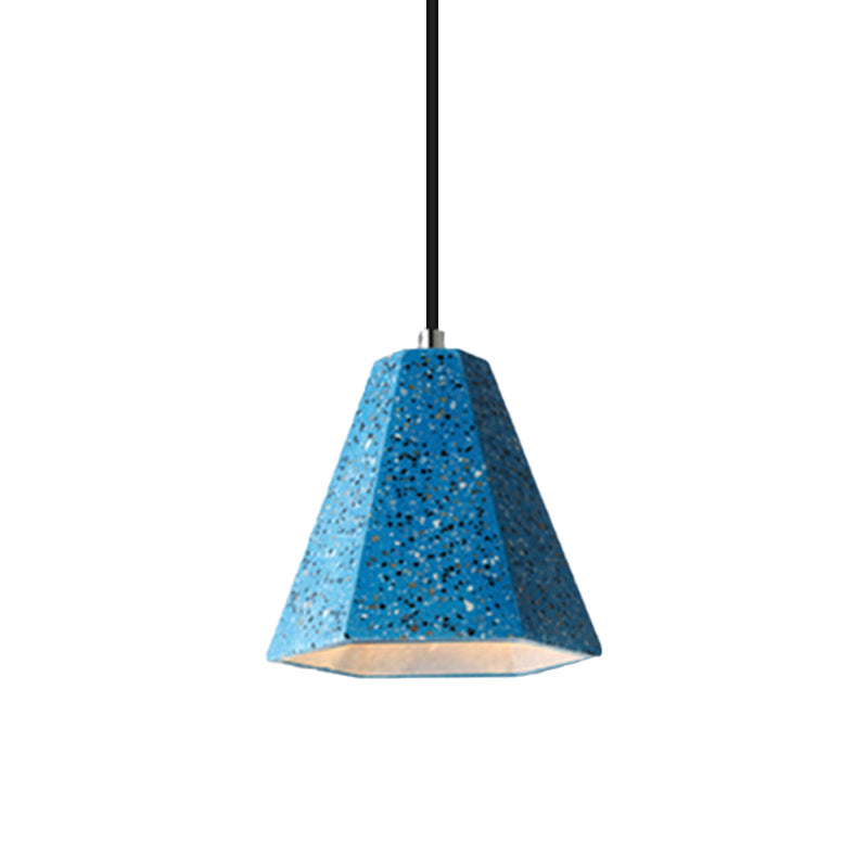 Geometric Cement Pendant Lighting - Simplicity Black/White/Yellow Hanging Light