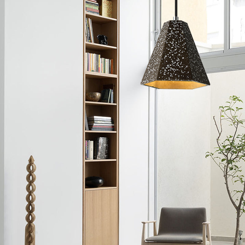 Geometric Cement Pendant Light - 1 Simplicity Hanging (Black/White/Yellow)