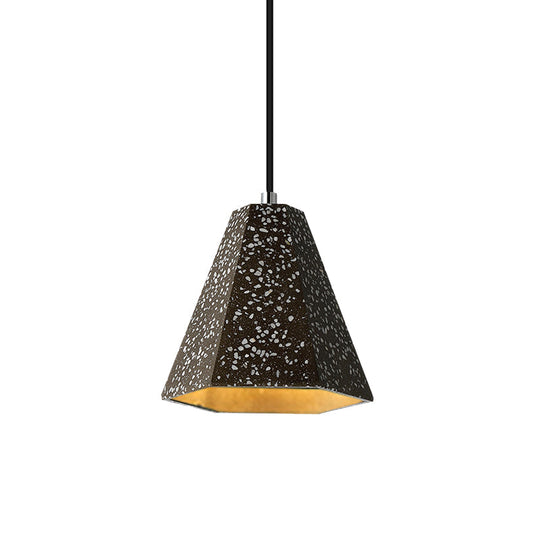 Geometric Cement Pendant Light - 1 Simplicity Hanging (Black/White/Yellow)