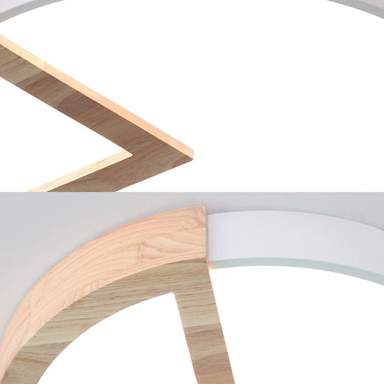 Wood Triangle Nordic Led Ceiling Lamp In 5 Colors (Warm/White) For Kindergarten