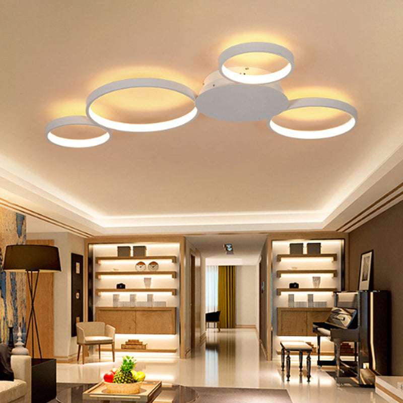 33.5’ - 47’ Wide White/Brown Ring Light Led Ceiling Flush Mount Lamp In Warm/White/Natural