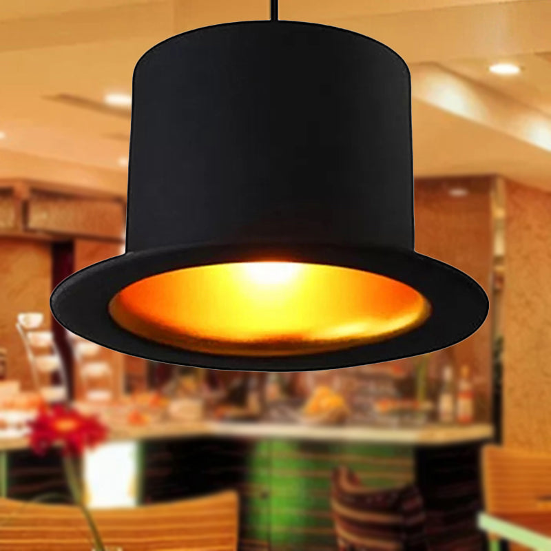 Modern Black Metal Pendant Light For Dining Room - Hat Ceiling Hanging 6.5’/7’ Wide
