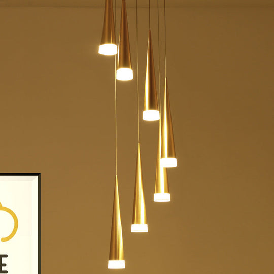 Tapered Hanging Lamp Kit: Simple Metal Black/Silver/Gold Pendant Light In Warm/White/Neutral
