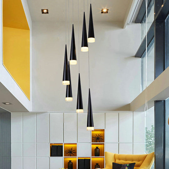 Tapered Hanging Lamp Kit: Simple Metal Black/Silver/Gold Pendant Light In Warm/White/Neutral