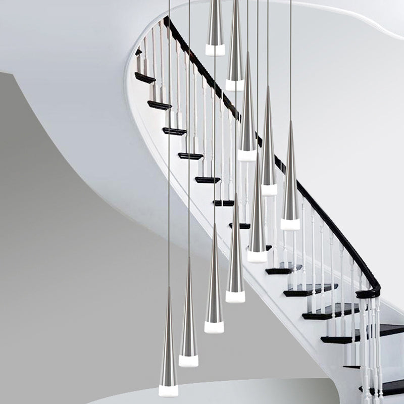 Tapered Hanging Lamp Kit: Simple Metal Black/Silver/Gold Pendant Light In Warm/White/Neutral