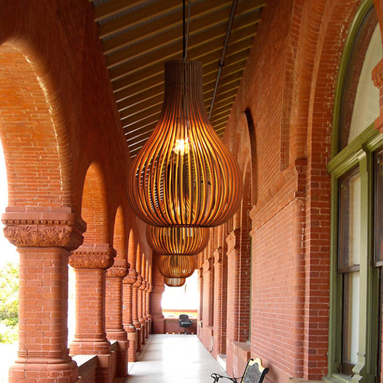 Modern Adjustable Wood Pendant Light - Teardrop Shape Ceiling Fixture