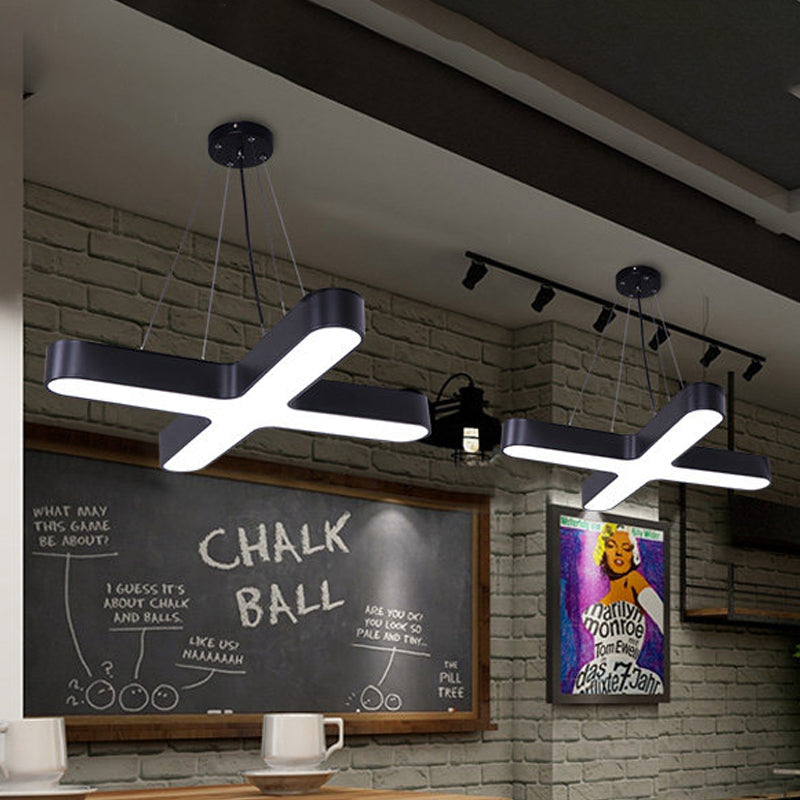 Modern White/Black/Gold Cross Hanging Lamp - 23.5’’/35.5’’ Wide Led Pendant Light With