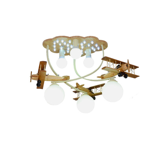 Contemporary Cloud & Glider Semi Flush Mount Ceiling Light For Kindergarten