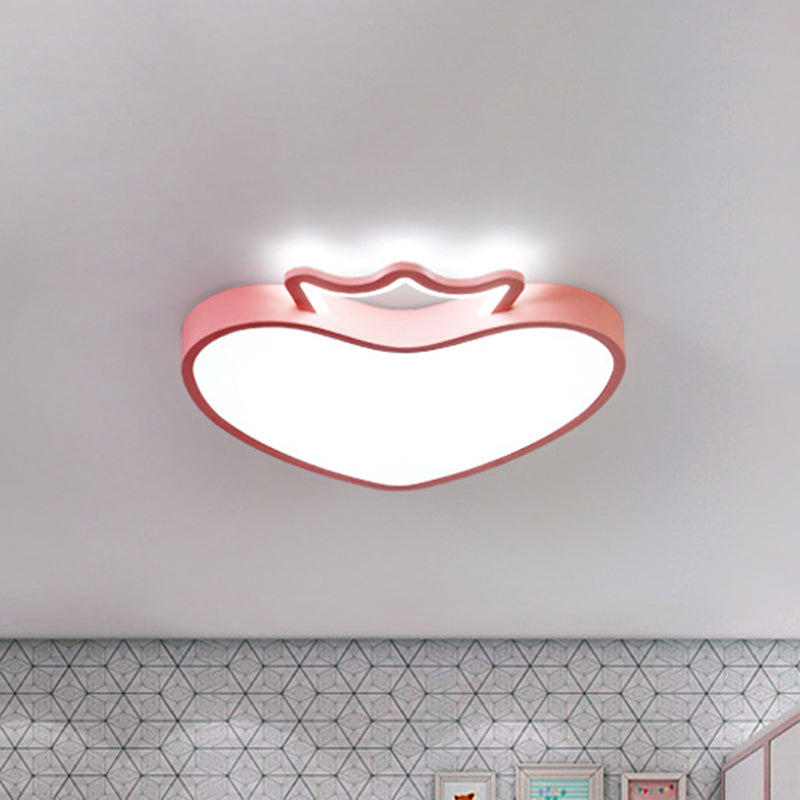 Cartoon Style Pink/Gold Heart Led Ceiling Light Fixture Pink
