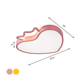 Cartoon Style Pink/Gold Heart Led Ceiling Light Fixture