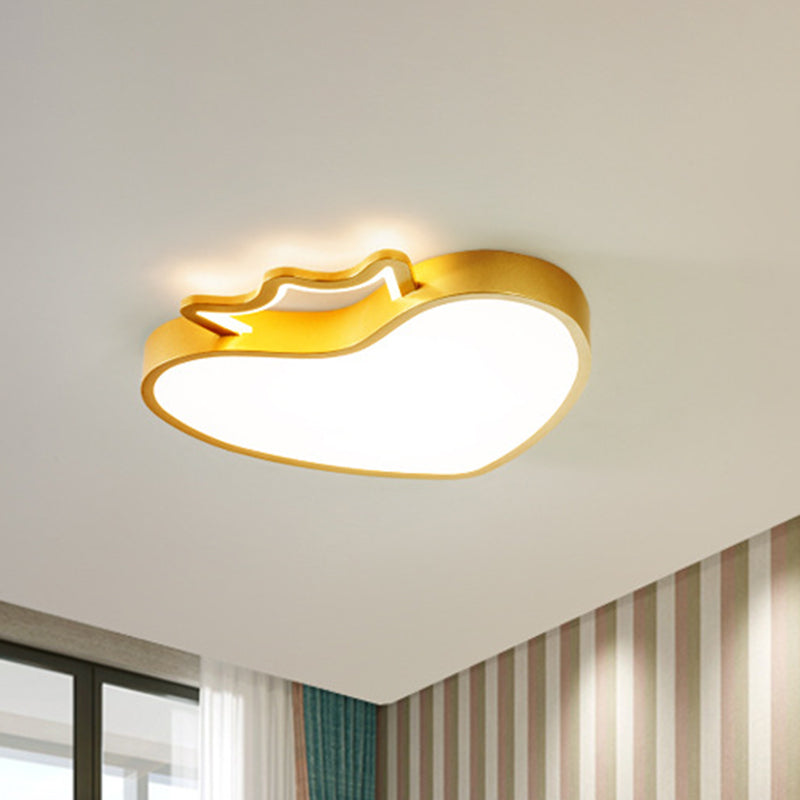 Cartoon Style Pink/Gold Heart Led Ceiling Light Fixture