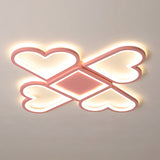 Contemporary Black/Pink Led Nursery Flush Mount Lamp With Heart-Shaped Acrylic Shade