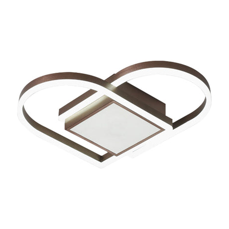 Gold/Coffee Acrylic Led Nordic Flush Mount Ceiling Light With Loving Heart Design - Warm/White