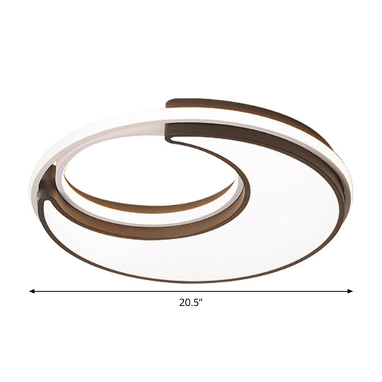 Black Minimalist Led Ceiling Lamp -Moon Flush Lighting Fixture For Bedroom Acrylic Design Warm/White