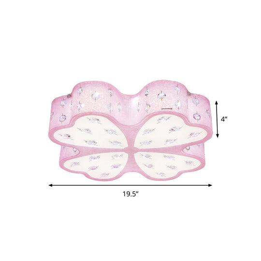 Kid’s Led Pink Flower Ceiling Light With Crystal Deco