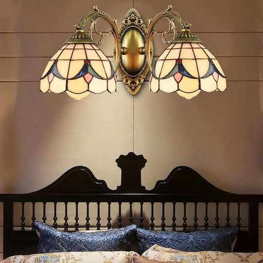Magnolia White/Beige Tiffany Sconce Light For Living Room