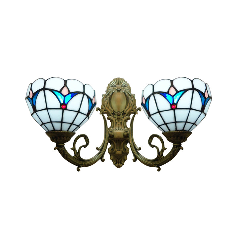 Magnolia White/Beige Tiffany Sconce Light For Living Room