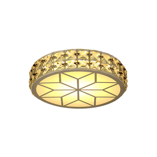 Modern Crystal Block Circle Led Ceiling Light 6.5’/8.5’ Width Gold Flush Mount Fixture