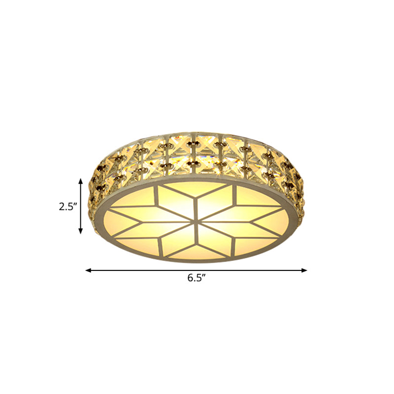 Modern Crystal Block Circle Led Ceiling Light 6.5’/8.5’ Width Gold Flush Mount Fixture