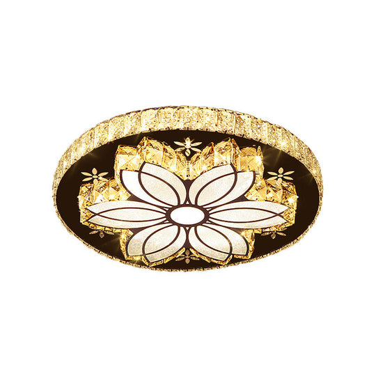 Modern Cut Crystal Bloom Led Flushmount Ceiling Light Fixture - Chrome Finish