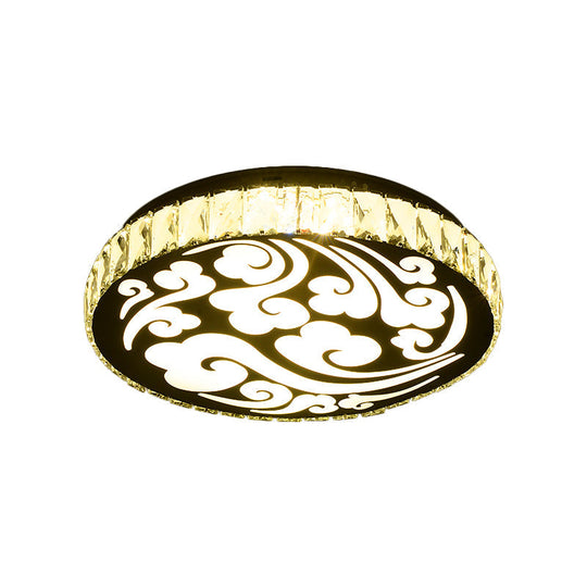 Simple Crystal Block Led Ceiling Light Fixture With Cloud Design - Chrome Finish