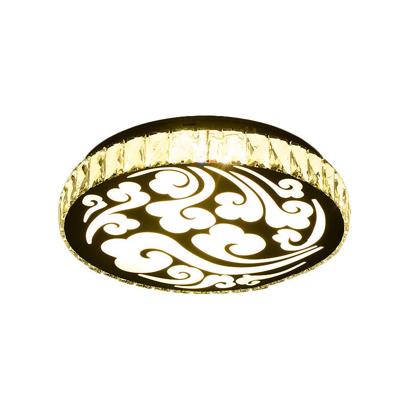 Simple Crystal Block Led Ceiling Light Fixture With Cloud Design - Chrome Finish