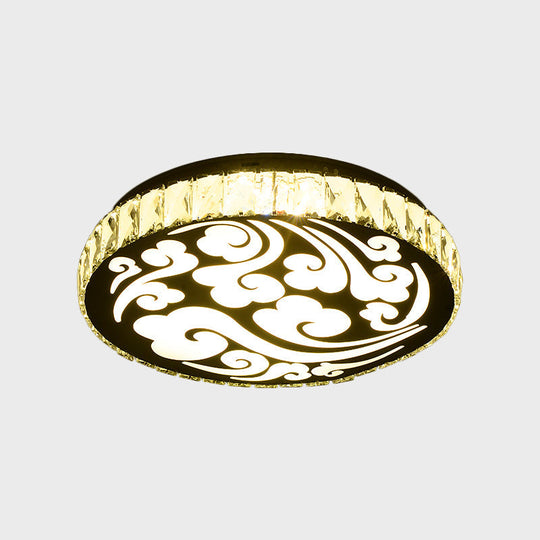 Simple Crystal Block Led Ceiling Light Fixture With Cloud Design - Chrome Finish