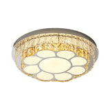 Modern Led Chrome Ceiling Light With Crystal Block Shade For Bedroom