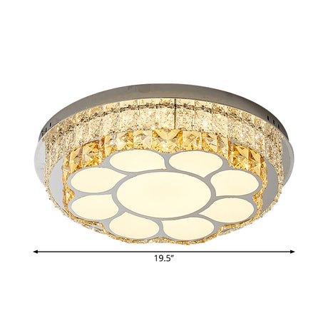 Modern Led Chrome Ceiling Light With Crystal Block Shade For Bedroom