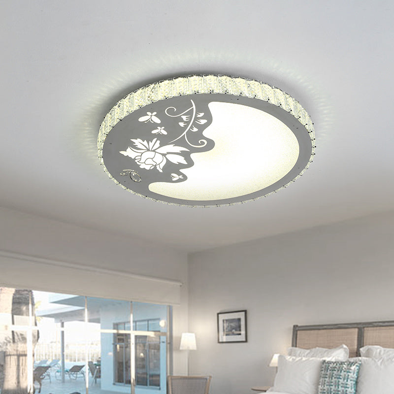 Modernist Led Flush Mount Crystal Ceiling Lamp With Butterfly & Flower Design