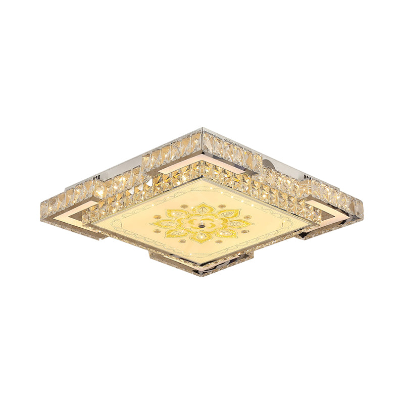 Minimalist Crystal Led Flush Mount Ceiling Fixture In Chrome
Or
Faceted Chrome