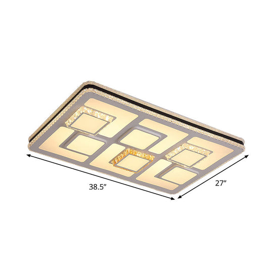 Minimalist Faceted Crystal Led Ceiling Light Fixture - White Flush Mount