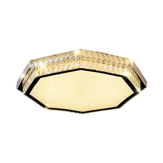 Modern Clear Crystal Flower/Octagon Led Flushmount Ceiling Lamp Minimalistic Stainless-Steel Design