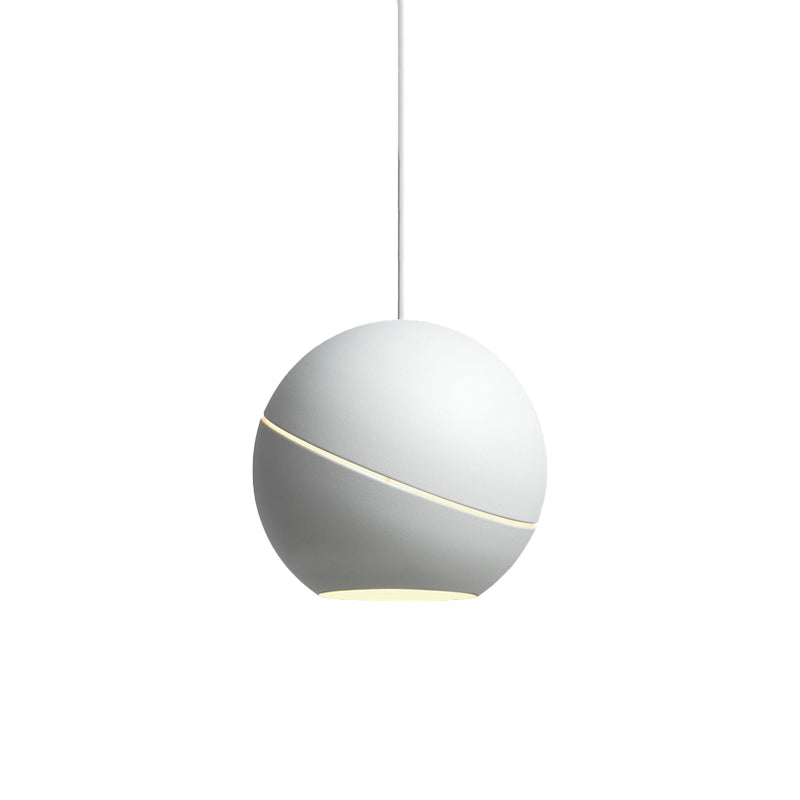 Simple Style 1-Light Metallic Pendant Lamp For Living Room - Black/Pewter Sliced Sphere Hanging