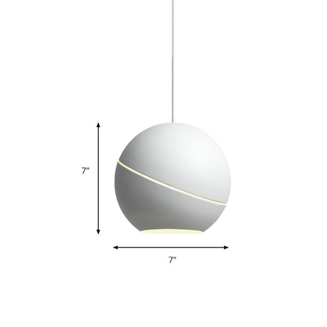 Minimalist Metallic Pendant Light For Living Room - Black/Pewter Spherical Hanging Fixture
