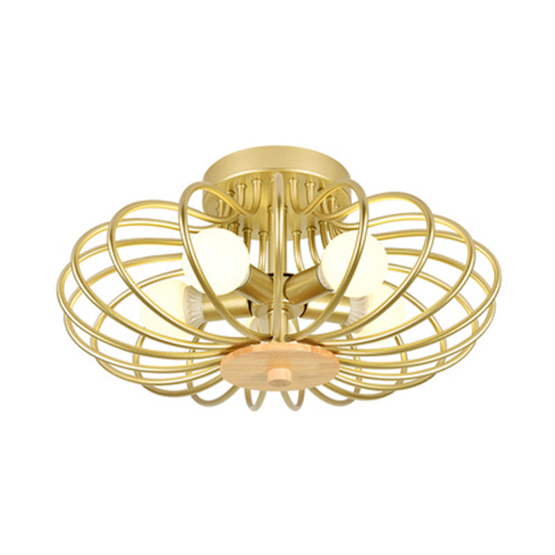 Contemporary Melon Flush Mount Light In Gold - Perfect For Corridors