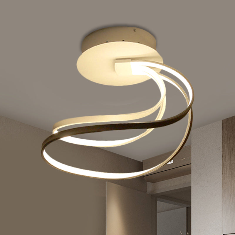 Modern Led Bedroom Ceiling Mount Light With Circle Metal Shade In Warm/White