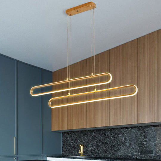 Golden Led Aluminum Island Pendant Light - Modern Elliptical Design Warm/White 39/47 Gold / 39 White