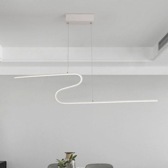 S-Shape Island Pendant Metal Ceiling Lamp In Warm/White Light - Modern Design