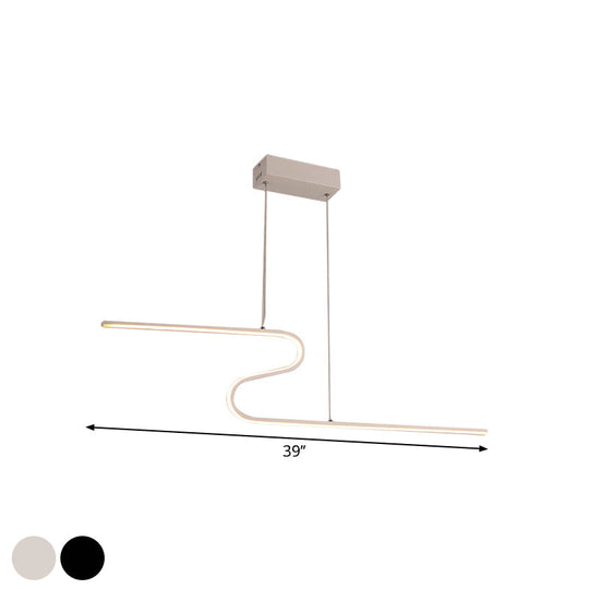 S-Shape Island Pendant Metal Ceiling Lamp In Warm/White Light - Modern Design