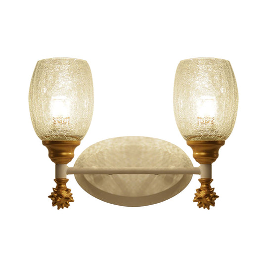 Rustic Wall Mounted Bedside Lamp With Oval Crackle Glass Shade - Rural Blue/Gold/Dark Blue Lighting