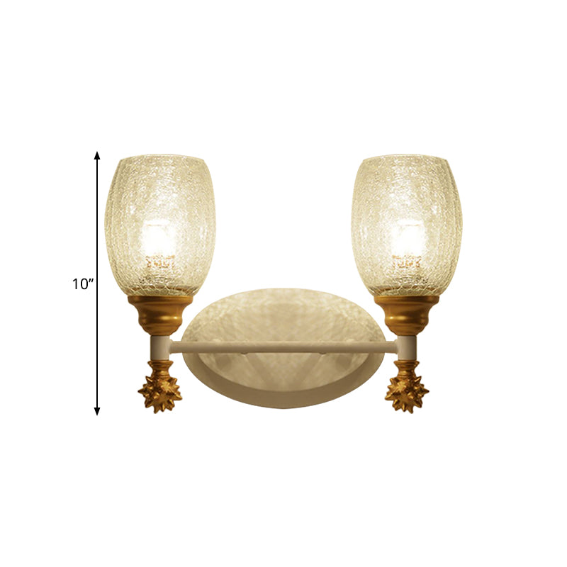 Rustic Wall Mounted Bedside Lamp With Oval Crackle Glass Shade - Rural Blue/Gold/Dark Blue Lighting