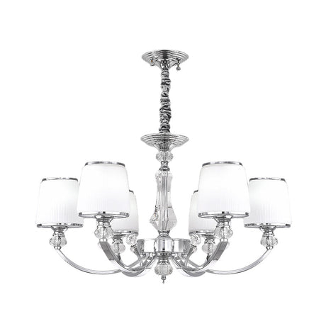Modern White Glass Cone Chandelier: 3/6 Lights Chrome Suspended Lighting Fixture