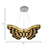 Modern Led Clear Crystal Butterfly Suspension Chandelier In Warm/White Light