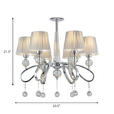 Modern Fabric Cone Chandelier Pendant With Crystal Accents - 6 Heads Suspended Lighting Fixture In