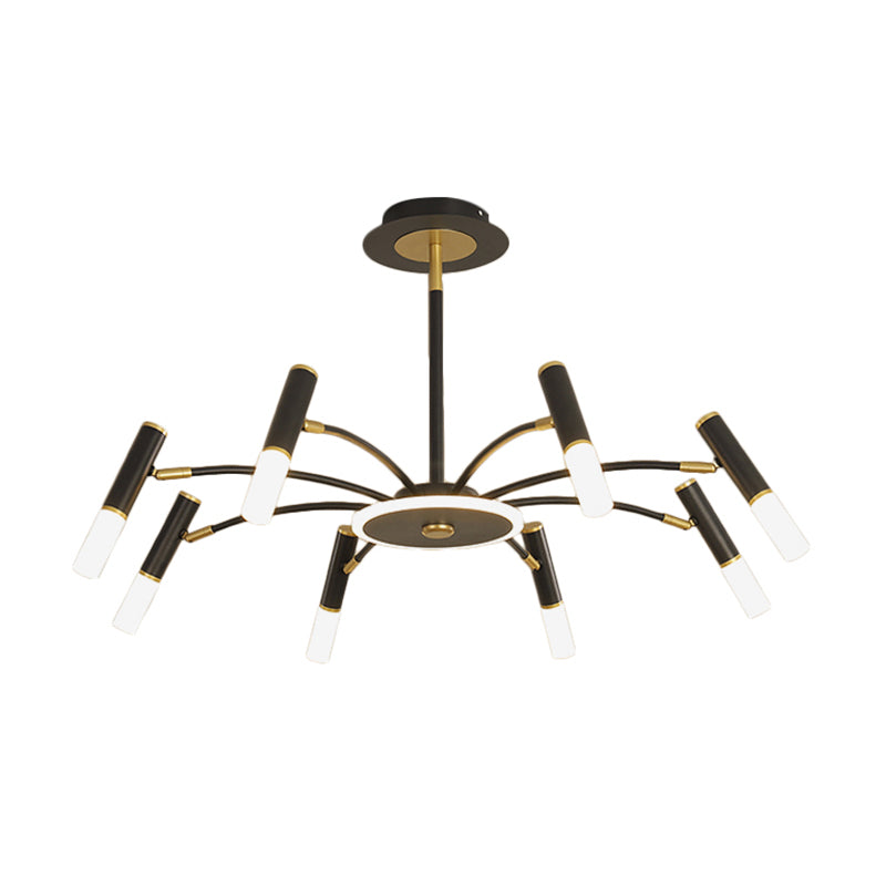 Metallic Tube Hanging Chandelier - Retro 6/8/10-Head Black-Gold Warm/White Suspension Lighting