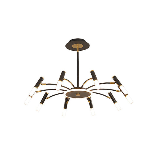 Retro Tube Metallic Chandelier - Black-Gold Suspension Lighting Warm/White Light (6/8/10 Heads)